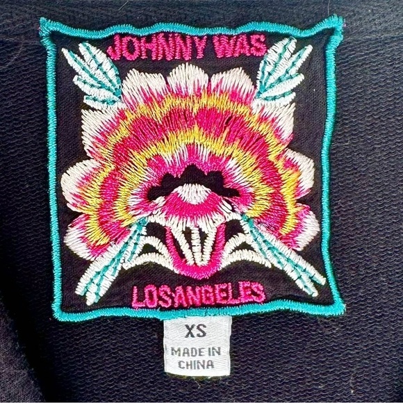 Johnny Was hoodie tunic black embroidered star moon sun celestial XS Angol Beach - Picture 4 of 16
